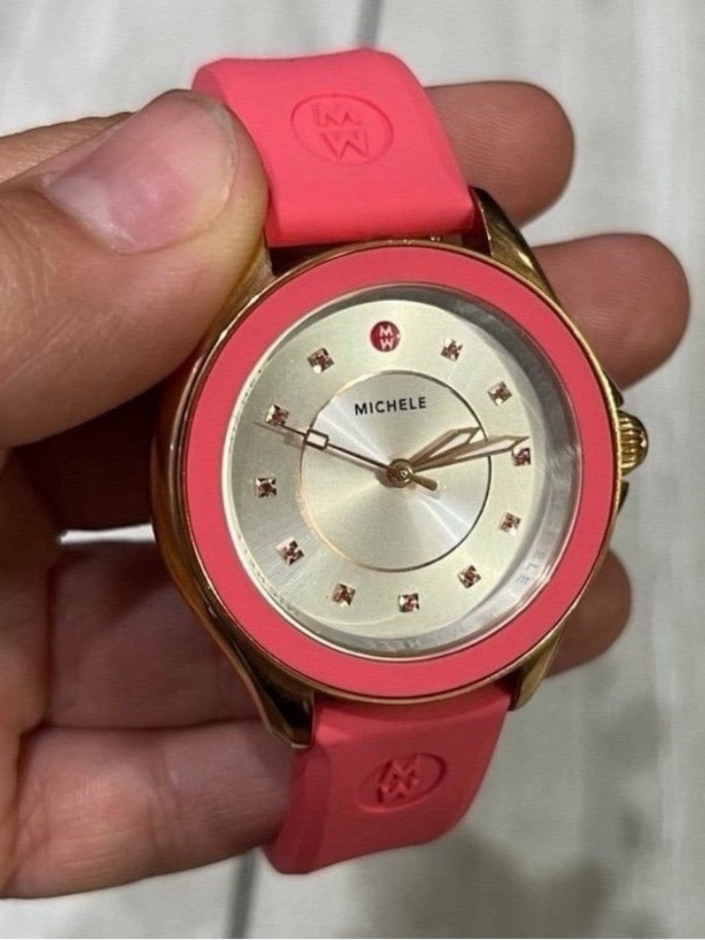 Michele Watch cape Pink Topaz Rose Goldtone